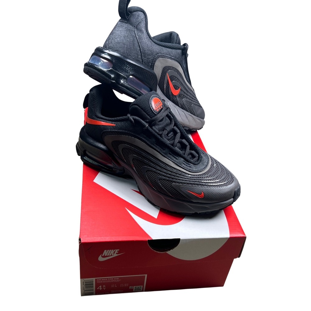 Nike Air Max Fire GS Kids 4.5Y Ash Orange Black IF2622-200 Athletic Sneakers